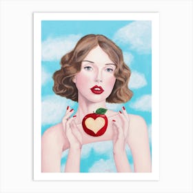 Lady With Apple Heart Art Print