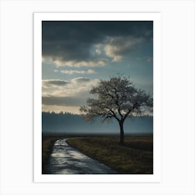 Lone Tree On The Road Art Print