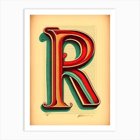 R, Letter, Alphabet Vintage Sketch 1 Art Print