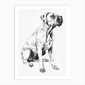 Bullmastiff Dog Line Sketch 3 Art Print