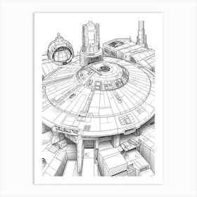 The Millennium Falcon (Star Wars) Fantasy Inspired Line Art 3 Art Print