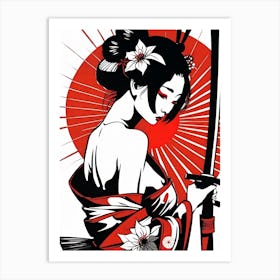 Geisha Painting 6 Art Print