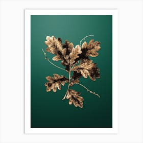 Gold Botanical English Oak on Dark Spring Green n.3296 Art Print