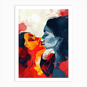 Two Women Kissing, Passion, LGBT Art Print