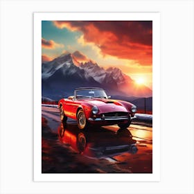 Classic Sports Car At Sunset Art Print