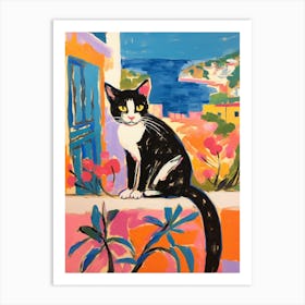 Painting Of A Cat In Ibiza Spain 4 Art Print