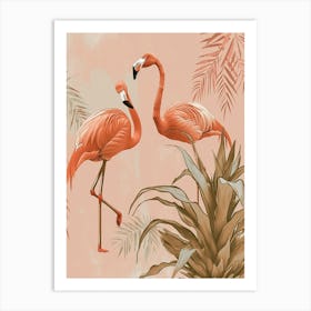 Jamess Flamingo And Bromeliads Minimalist Illustration 4 Art Print