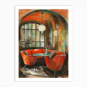 Cozy Cafe Corner Illustration 2 Art Print