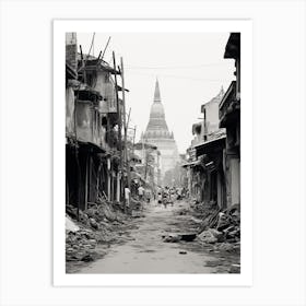 Yangon, Myanmar, Black And White Old Photo 2 Art Print