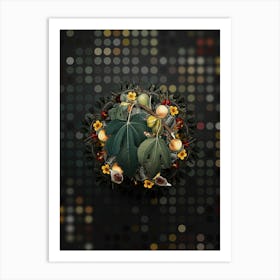 Vintage Fig Fruit Wreath on Dot Bokeh Pattern n.0106 Art Print