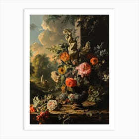 Baroque Floral Still Life Statice 2 Art Print