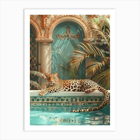 Leopard In The Pool Art Print