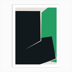 Green And Black Plain Abstract Art Print