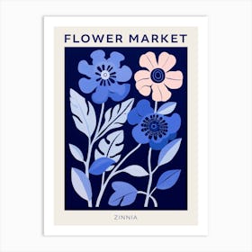 Blue Flower Market Poster Zinnia 1 Art Print