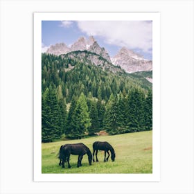 Alpine Friesians Art Print