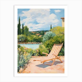 Sun Lounger By The Pool In Sardinia Italy Art Print