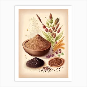 Sesame Seeds Spices And Herbs Retro Drawing 2 Art Print