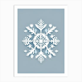 Frost, Snowflakes, Retro Minimal 3 Art Print