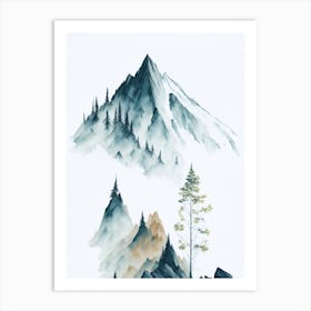 Mountain And Forest In Minimalist Watercolor Vertical Composition 234 Art Print