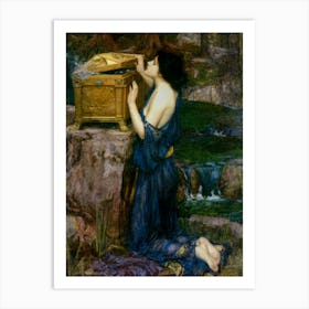 HD Pandora Painting 1896 by John William Waterhouse | Pandora's Box Peeking Art Print