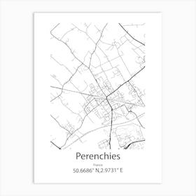 Perenchies,France Minimalist Map Art Print