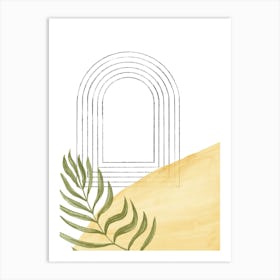 Arch and palm leaf Art Print