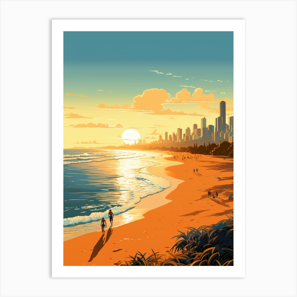 Surfer's Paradise at Sunset Print, Photos