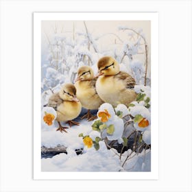 Snowy Winter Duckling 1 Art Print