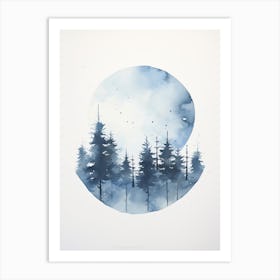 Watercolour Painting Of Boreal Forest   Northern Hemisphere 4 Art Print