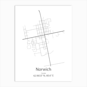 Norwich,Canada Minimalist Map Art Print