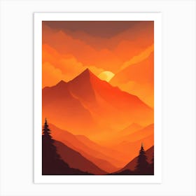 Misty Mountains Vertical Composition In Orange Tone 43 Art Print