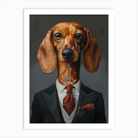 Dachshund In Suit Art Print