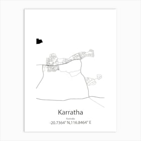 Karratha,Australia Minimalist Map Art Print