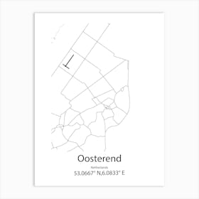 Oosterend,Netherlands Minimalist Map Art Print