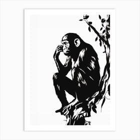 Thinker Monkey Graffiti Drip Illustration 4 Art Print