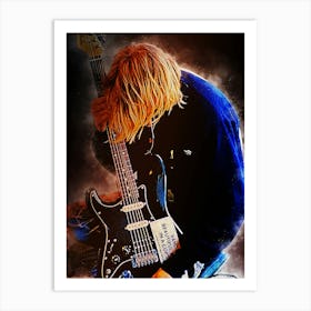 Kurt Cobain And His Beloved Guitar Art Print