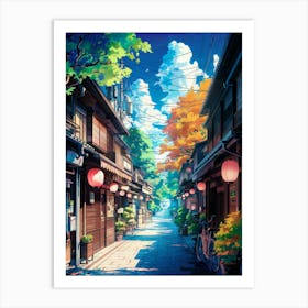 Lofi Anime Style, Anime Tokyo Street Canvas Art - Vibrant Urban Home Decor, Japanese Cityscape Wall Art Gift for Anime Fans Art Print