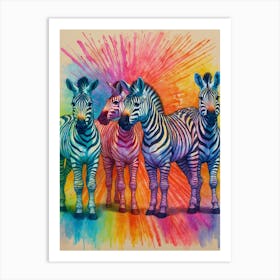 Rainbow Zebras Art Print