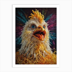 Chicken With Feathers Art Print