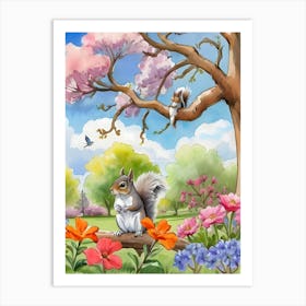 Squirrel In The Spring 1 Art Print