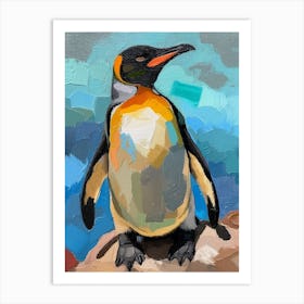 Galapagos Penguin Robben Island Colour Block Painting 1 Art Print