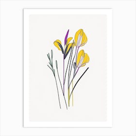 Freesia Floral Minimal Line Drawing 1 Flower Art Print