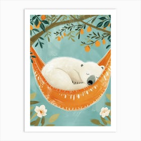 Polar Bear Napping In A Hammock Storybook Illustration 2 Art Print