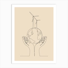 Earth In Hands Vector Illustration Art Print