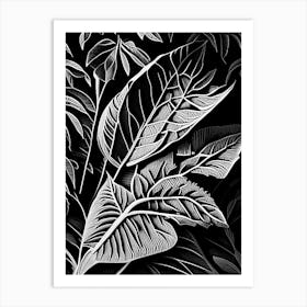 Marsh Tea Leaf Linocut 2 Art Print