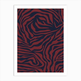 Zebra Stripes Blue And Red Art Print