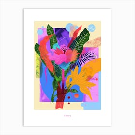 Celosia 2 Neon Flower Collage Poster Art Print