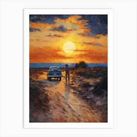 Sunset On The Road Art Print