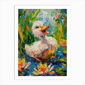 Duck In Water Art Print