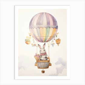 Baby Rabbit 2 In A Hot Air Balloon Art Print